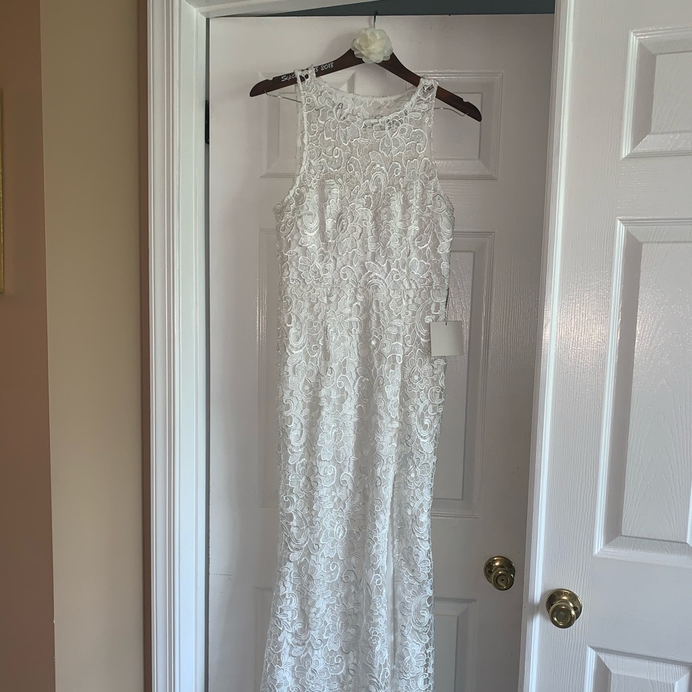 Lulus white wedding reception/after party dress